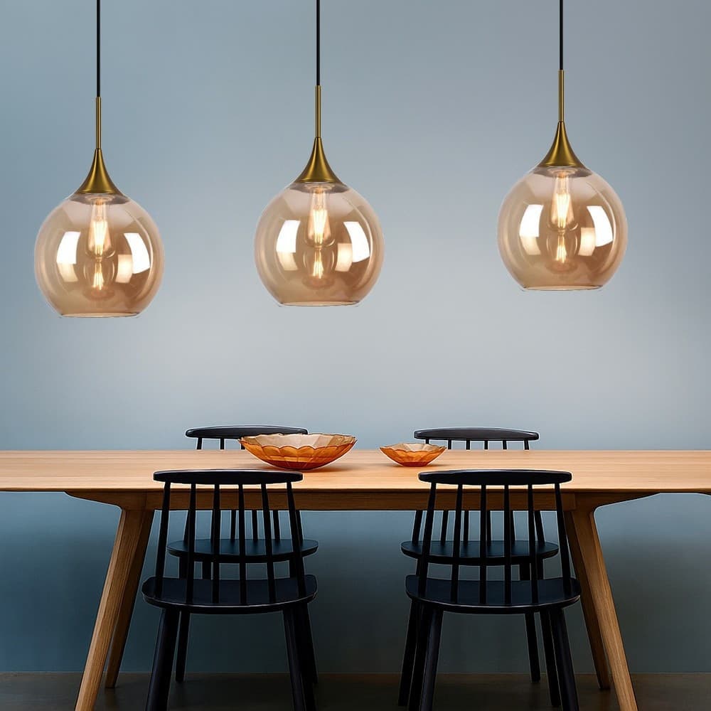 LAMPADARIO A SOSPENSIONE DECORATIVA IN METALLO CON SFERA IN VETRO ATTACCO E27 IP20 A72 - 14