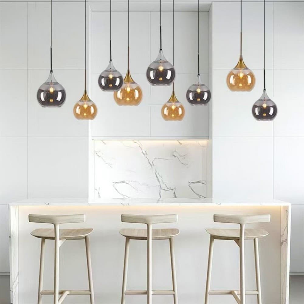 LAMPADARIO A SOSPENSIONE DECORATIVA IN METALLO CON SFERA IN VETRO ATTACCO E27 IP20 A72 - 17