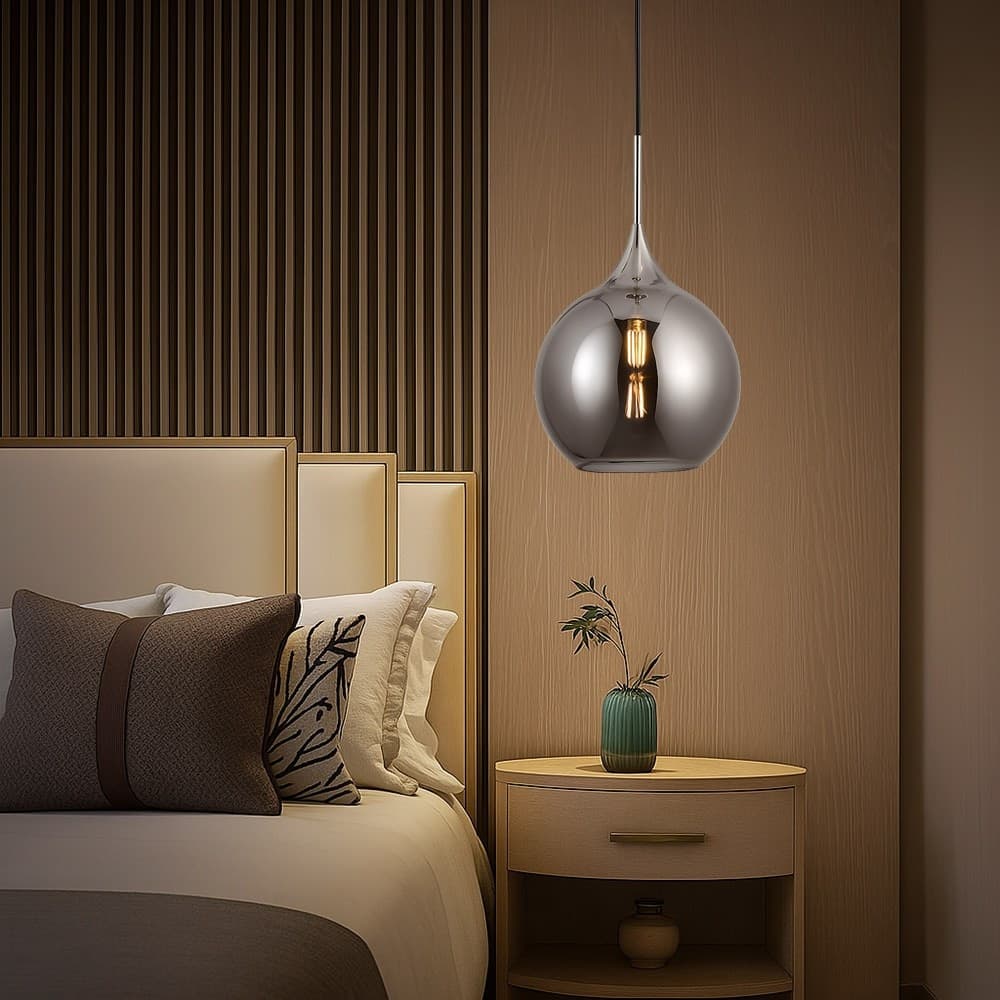 LAMPADARIO A SOSPENSIONE DECORATIVA IN METALLO CON SFERA IN VETRO ATTACCO E27 IP20 A72 - 6