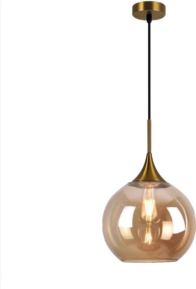 LAMPADARIO A SOSPENSIONE DECORATIVA IN METALLO CON SFERA IN VETRO ATTACCO E27 IP20 A72 - 9