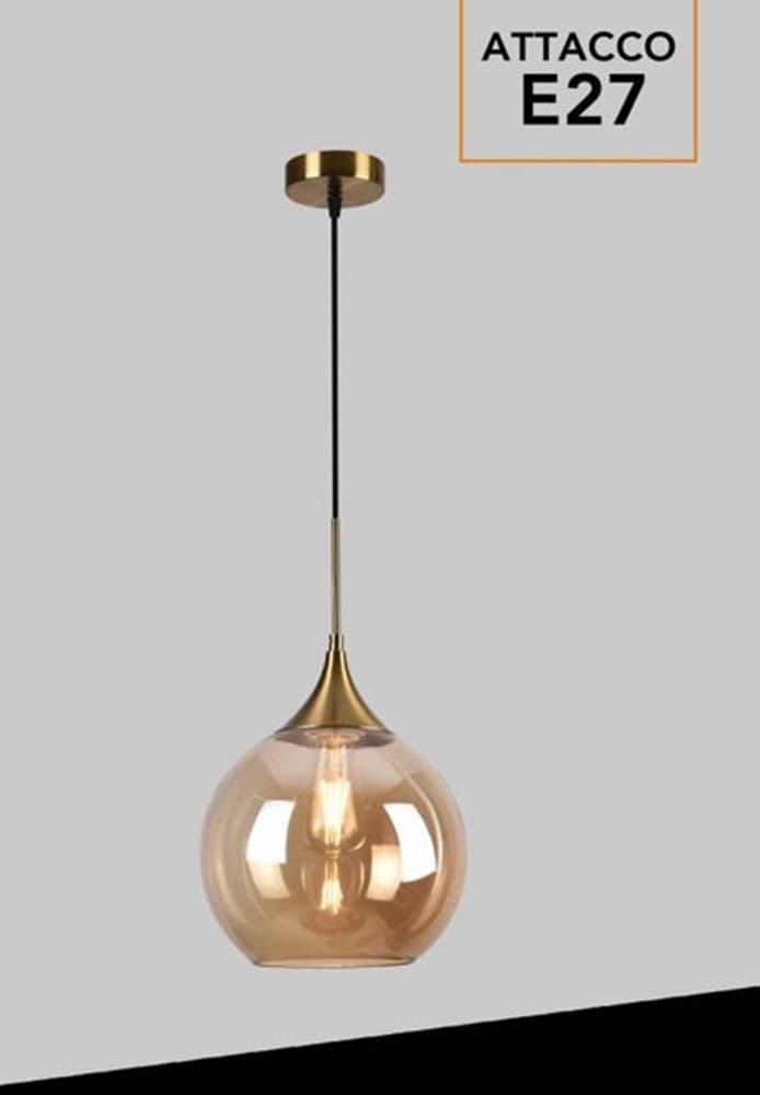 LAMPADARIO A SOSPENSIONE DECORATIVA IN METALLO CON SFERA IN VETRO ATTACCO E27 IP20 A72 - 10
