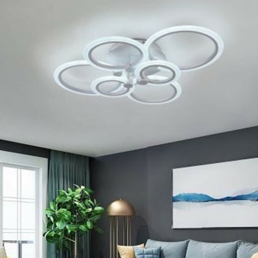 LAMPADARIO LED CCT 3 TONALITÀ 3000K-6500K PLAFONIERA 51W CON 6 CERCHI DESIGN MODERNO C08-3C - 4