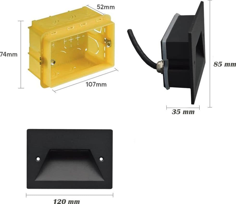 FARETTO INCASSO PER CASSETTA 503 SEGNAPASSO 3W TECNOLOGIA CCT CON SWITCH IP65 ES49-3C - 22