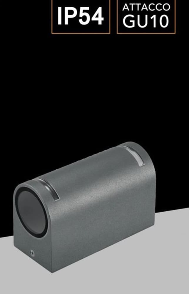 APPLIQUE ESTERNO DOPPIA EMISSIONE BALCONE LAMPADA MURO ATTACCO GU10 IP54 GRIGIO GN-WL062-G - 2