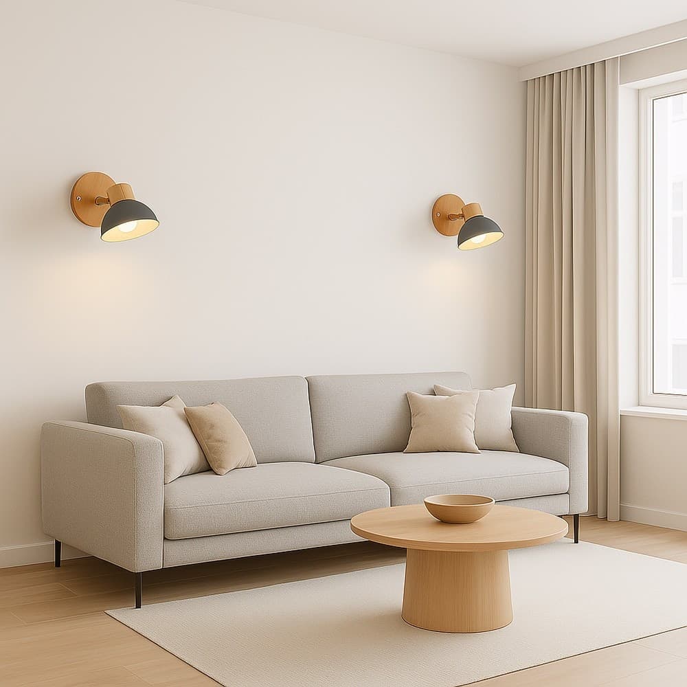 APPLIQUE DA PARETE MODERNO IN LEGNO METALLO PARALUME ORIENTABILE ATTACCO E27 IP20 AQ40 - 5