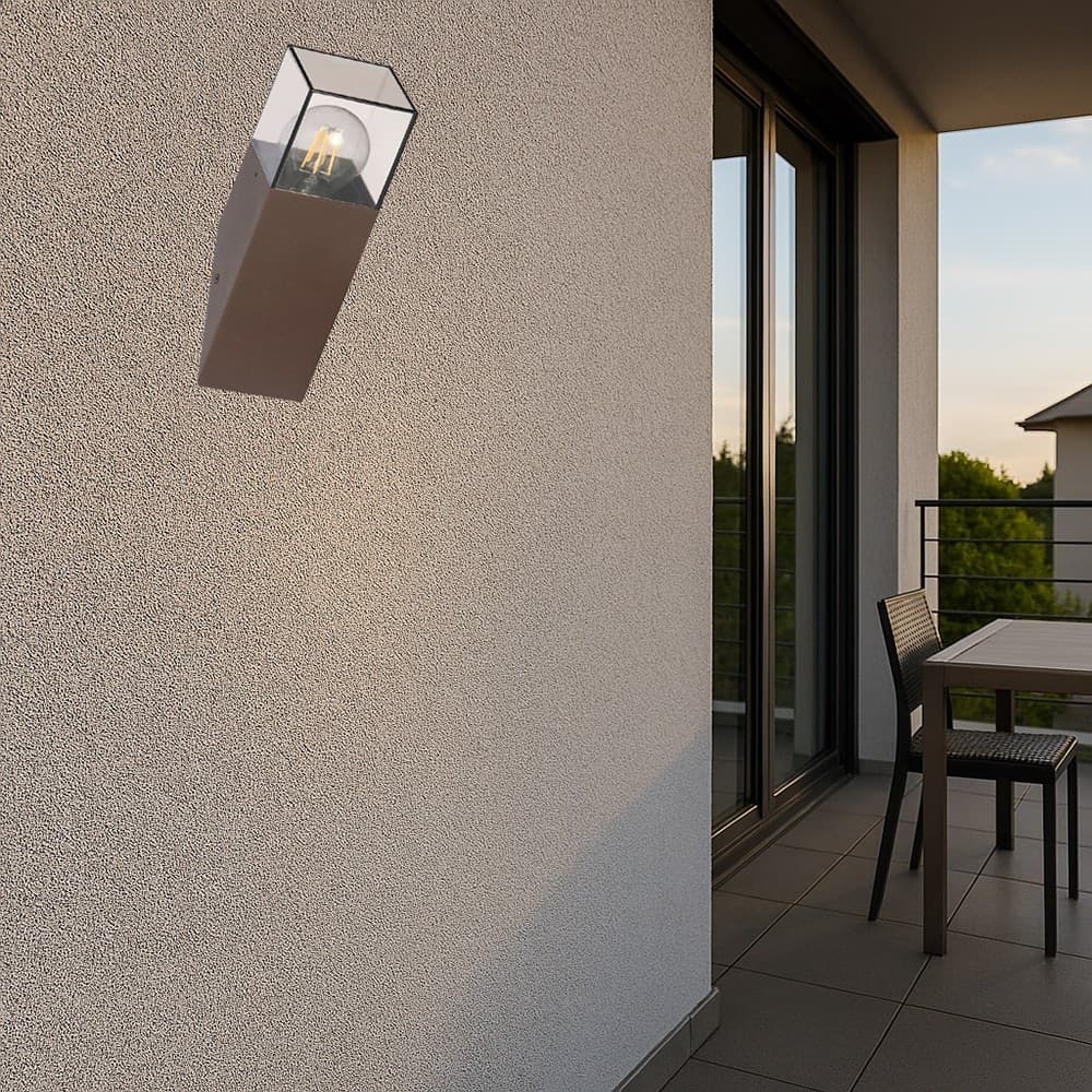 APPLIQUE MURO OBLIQUE PER ESTERNO E27 IN ALLUMINIO RUGGINE BALCONE TERRAZZO IP44 B250-C - 4
