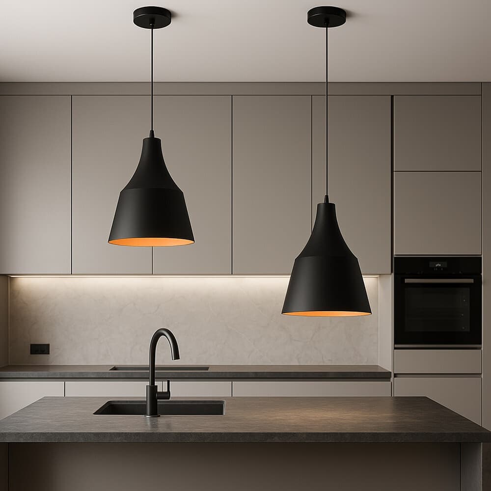 LAMPADARIO A SOSPENSIONE DA SOFFITTO MODERNO CON PARALUME A CUPOLA CON ATTACCO E27 B46 - 11