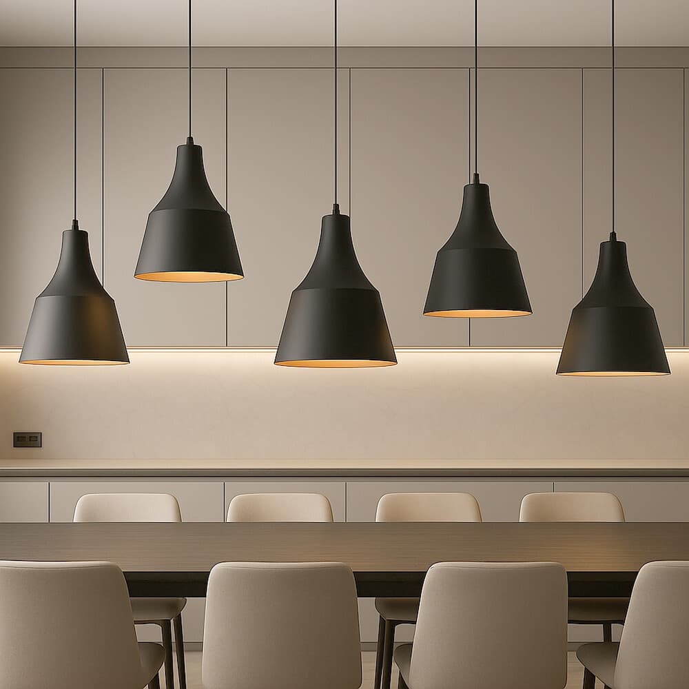 LAMPADARIO A SOSPENSIONE DA SOFFITTO MODERNO CON PARALUME A CUPOLA CON ATTACCO E27 B46 - 9