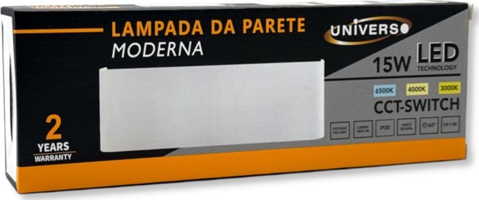 LAMPADA APPLIQUE LED BIANCA MURO 15W IP20 DOPPIO LED CCT SWITCH CAMBIA COLORE LUCE E57-B3C - 8