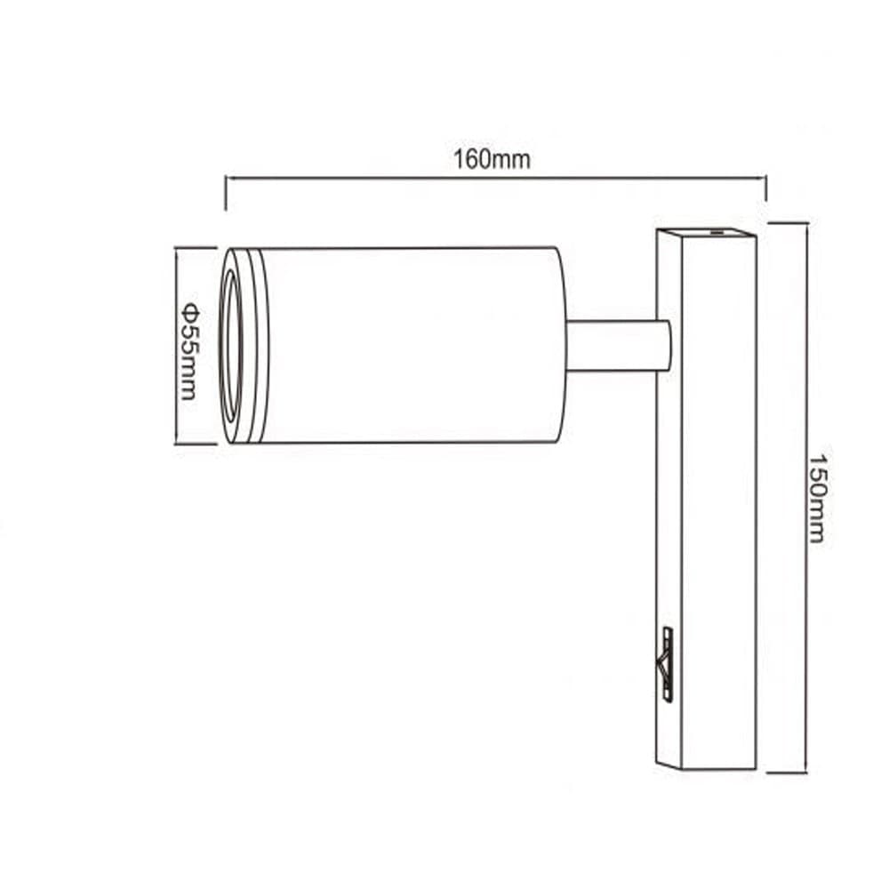 APPLIQUE DA MURO ORIENTABILE CON INTERRUTTORE ON/OFF CON ATTACCO GU10 IN ALLUMINIO MR-02 - 14