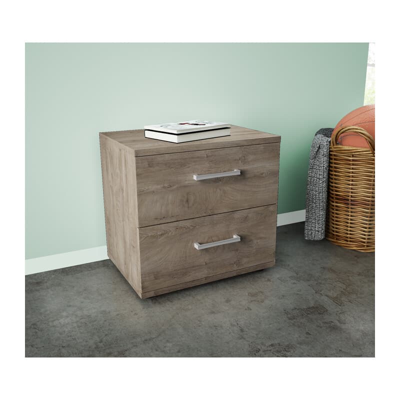Kit Comodino 2 Cassetti 48 x 36 x 41 cm Rovere K105 - 2