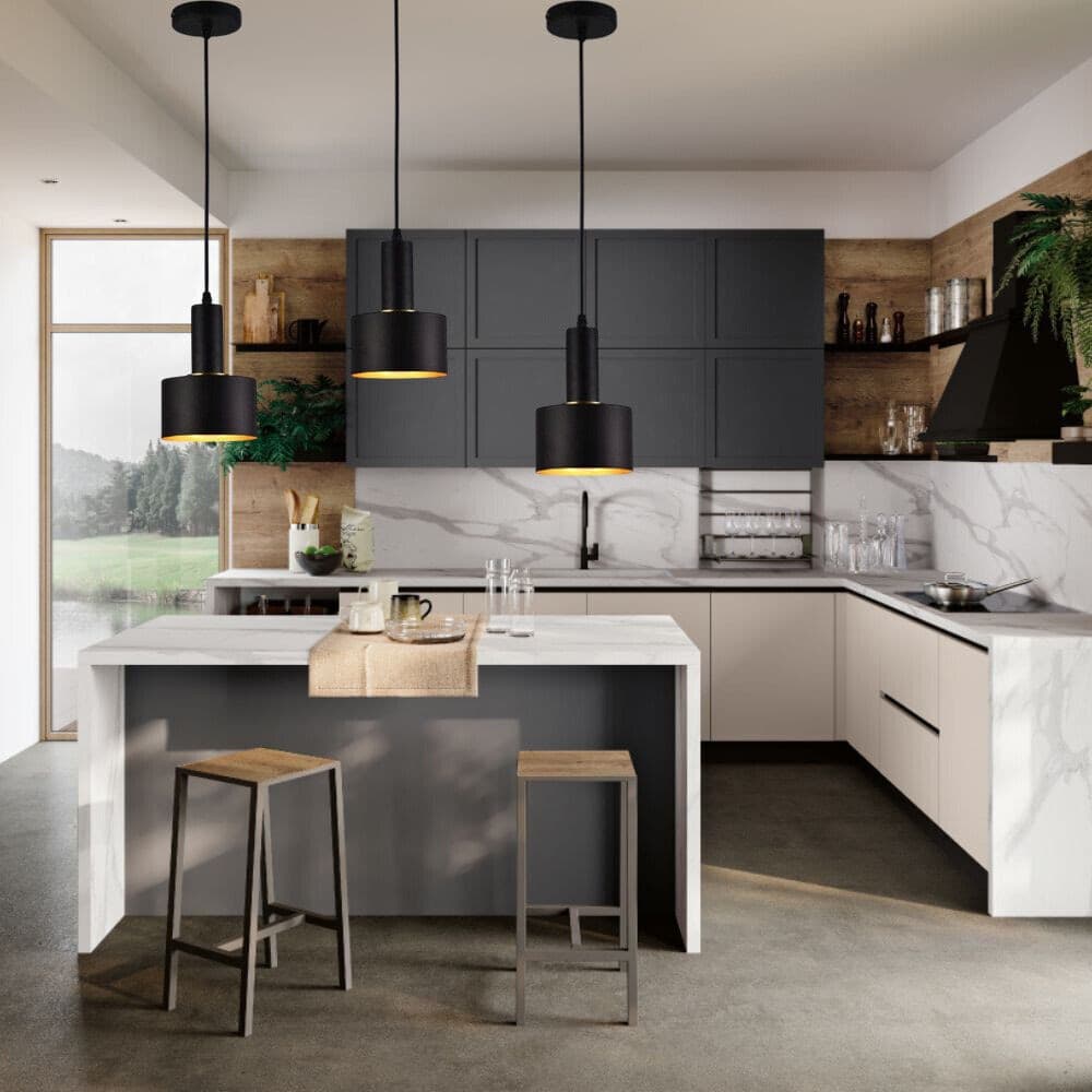 LAMPADARIO A SOSPENSIONE SOFFITTO E27 LAMPADA PENDENTE MINIMAL PER CUCINA ISOLA SNACK A22 - 12