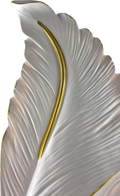APPLIQUE LED LAMPADA MURO 12W CCT 3 TONALITÀ LUCE DESIGN PIUMA BIANCA ORO RESINA AQ24-B3C - 12