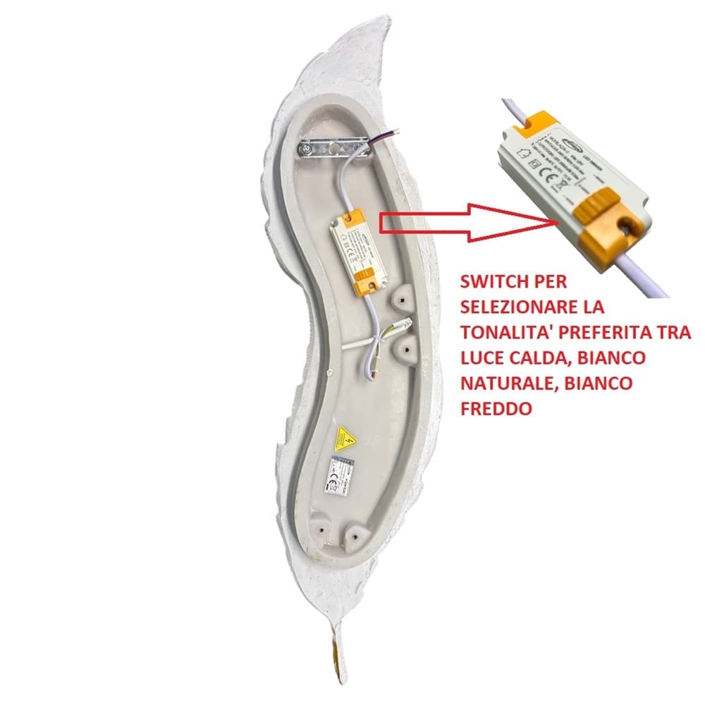 APPLIQUE LED LAMPADA MURO 12W CCT 3 TONALITÀ LUCE DESIGN PIUMA BIANCA ORO RESINA AQ24-B3C - 5