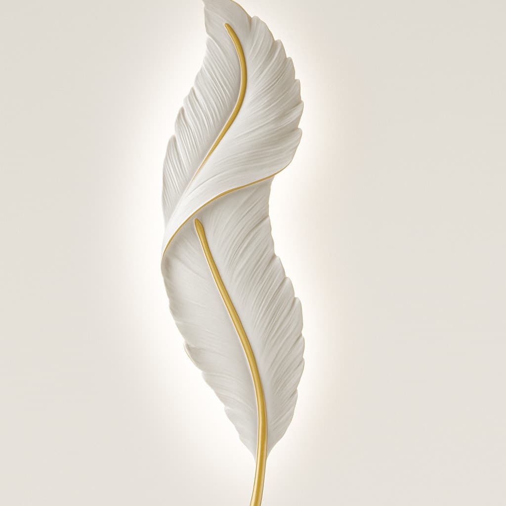 APPLIQUE LED LAMPADA MURO 12W CCT 3 TONALITÀ LUCE DESIGN PIUMA BIANCA ORO RESINA AQ24-B3C - 8