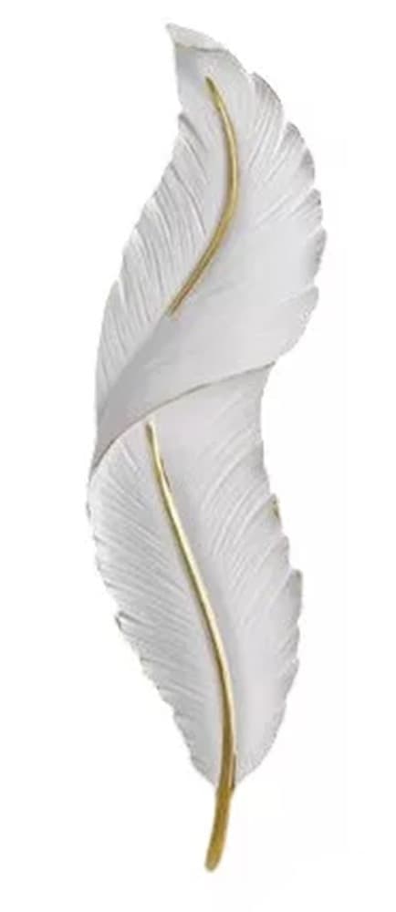 APPLIQUE LED LAMPADA MURO 12W CCT 3 TONALITÀ LUCE DESIGN PIUMA BIANCA ORO RESINA AQ24-B3C - 9