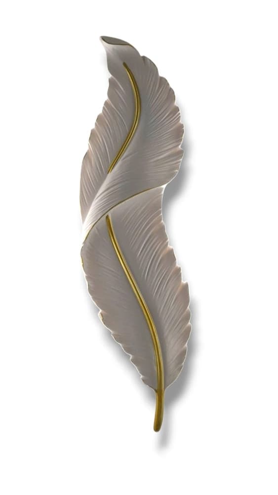 APPLIQUE LED LAMPADA MURO 12W CCT 3 TONALITÀ LUCE DESIGN PIUMA BIANCA ORO RESINA AQ24-B3C - 10