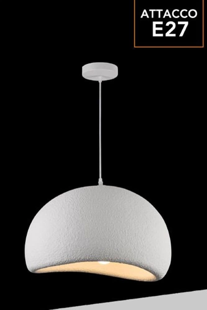 LAMPADARIO A SOSPENSIONE SOFFITTO EFFETTO PIETRA BIANCO Ø40/50/60CM ATTACCO E27 IP20 B16-B - 23