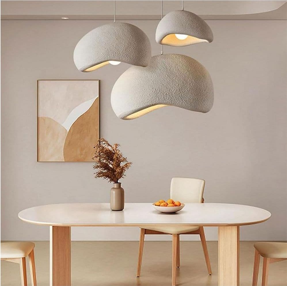 LAMPADARIO A SOSPENSIONE SOFFITTO EFFETTO PIETRA BIANCO Ø40/50/60CM ATTACCO E27 IP20 B16-B - 24