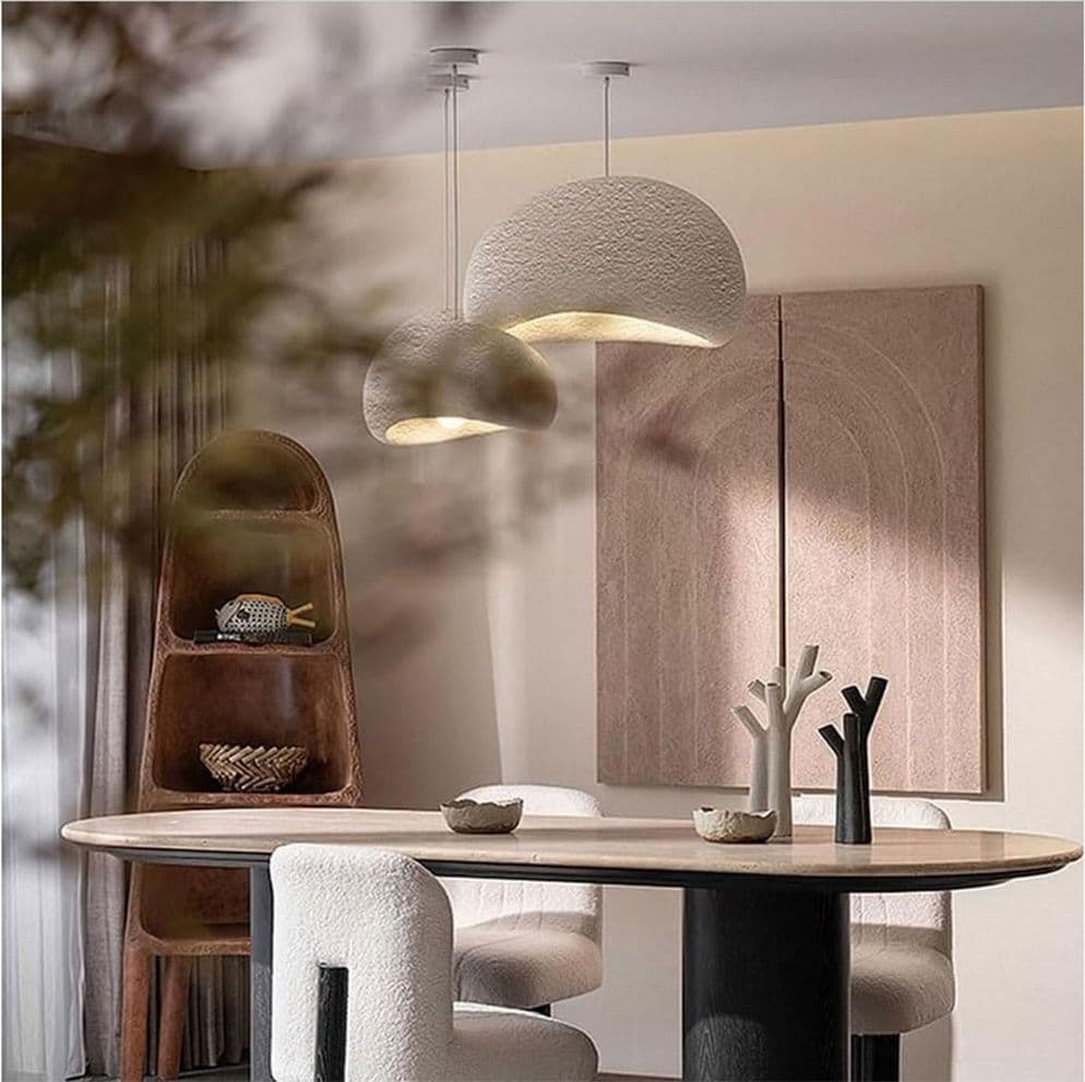 LAMPADARIO A SOSPENSIONE SOFFITTO EFFETTO PIETRA BIANCO Ø40/50/60CM ATTACCO E27 IP20 B16-B - 30