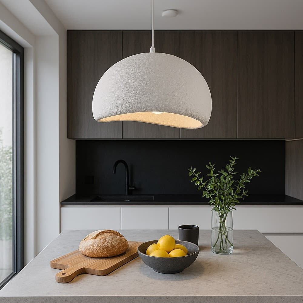 LAMPADARIO A SOSPENSIONE SOFFITTO EFFETTO PIETRA BIANCO Ø40/50/60CM ATTACCO E27 IP20 B16-B - 5