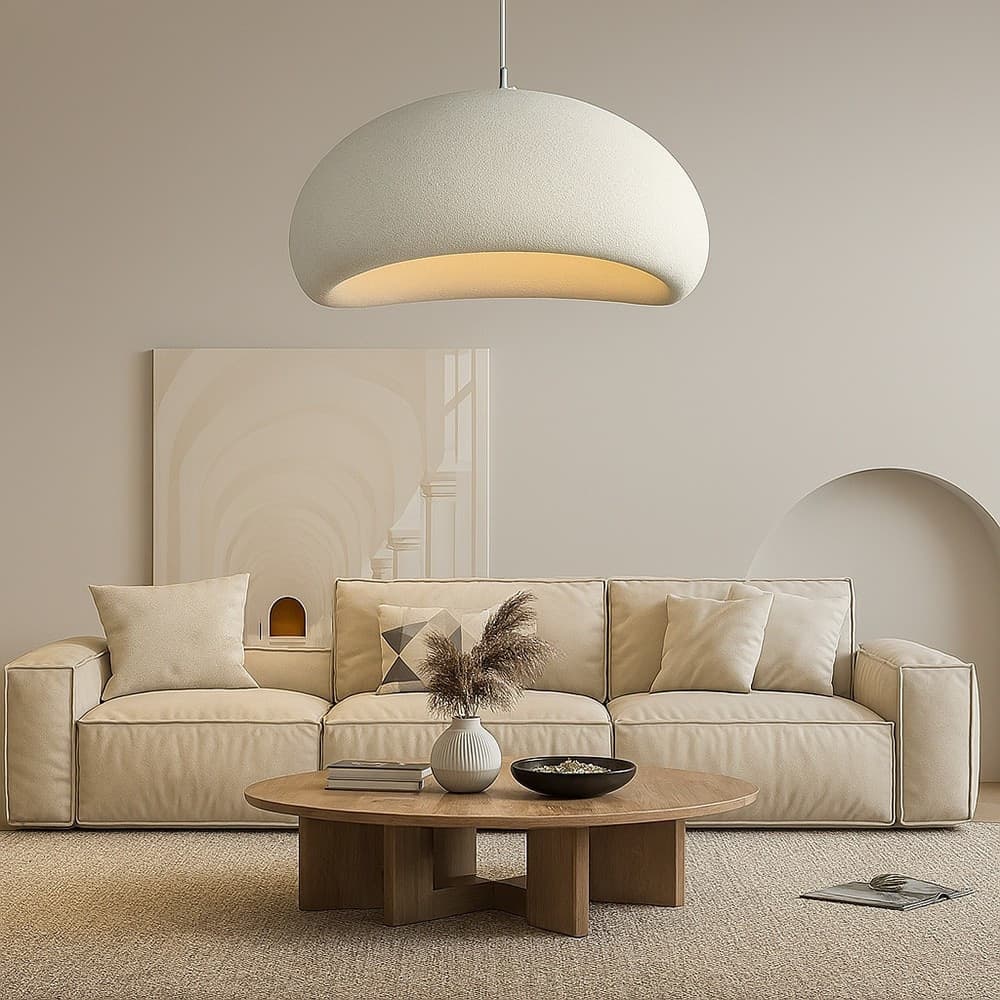 LAMPADARIO A SOSPENSIONE SOFFITTO EFFETTO PIETRA BIANCO Ø40/50/60CM ATTACCO E27 IP20 B16-B - 6