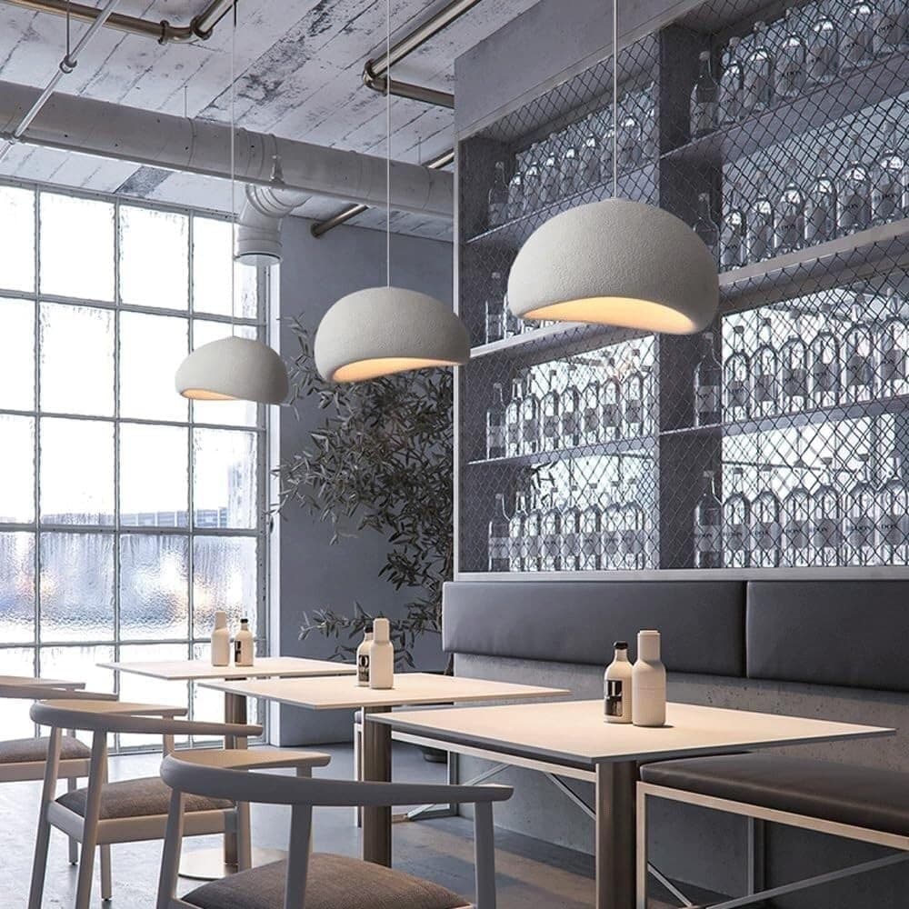 LAMPADARIO A SOSPENSIONE SOFFITTO EFFETTO PIETRA BIANCO Ø40/50/60CM ATTACCO E27 IP20 B16-B - 7