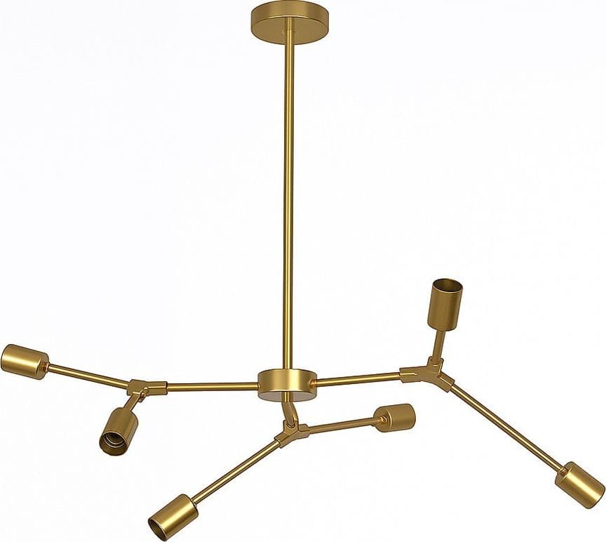 LAMPADARIO A SOSPENSIONE IN BRONZO GEOMETRICO CON 6 BRACCI ATTACCO E27 DA SOFFITTO A45-6 - 10