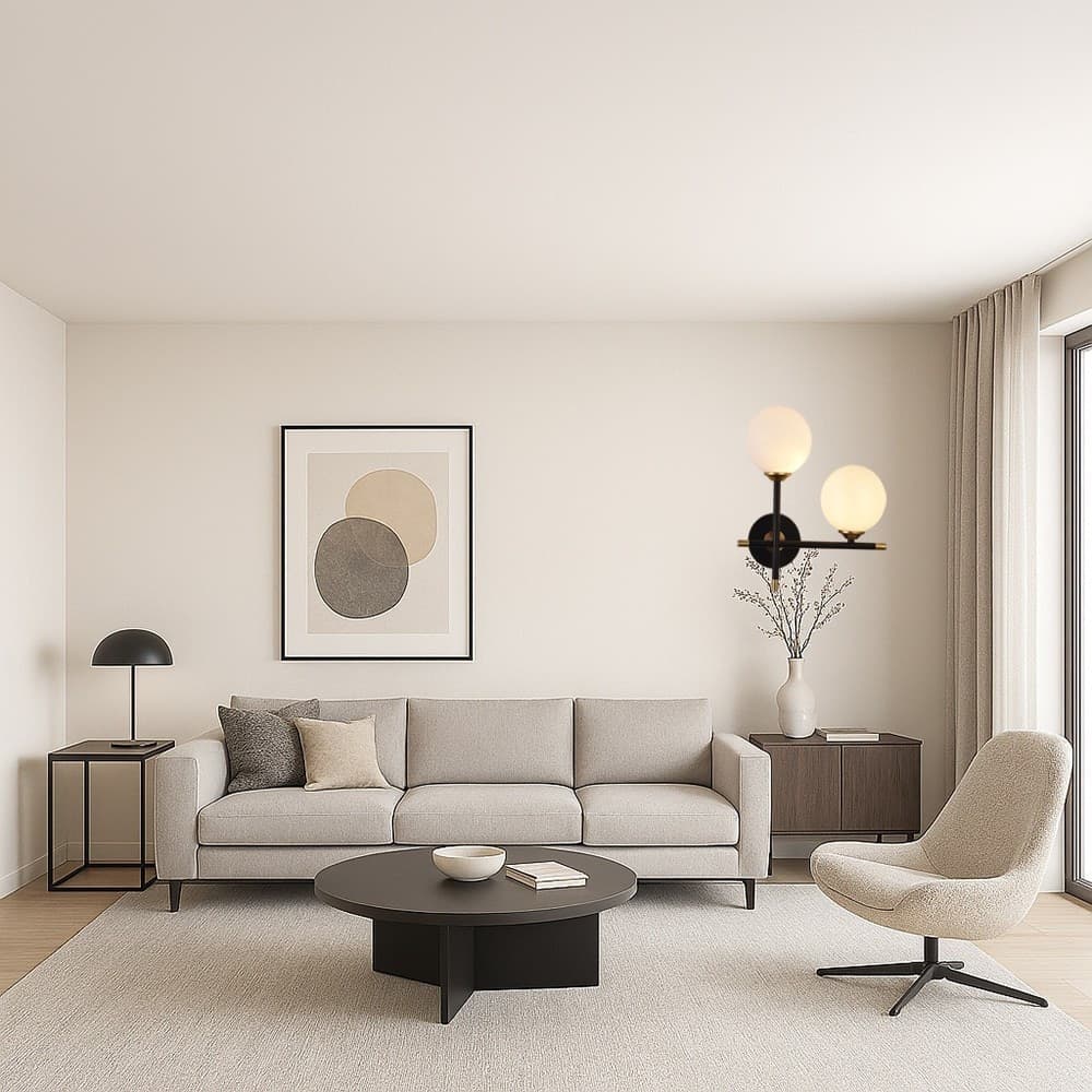 APPLIQUE A PARETE 2 SFERE ILLUMINAZIONE DECORATIVA CONTEMPORANEO CON 2 ATTACCHI G9 AQ59 - 4