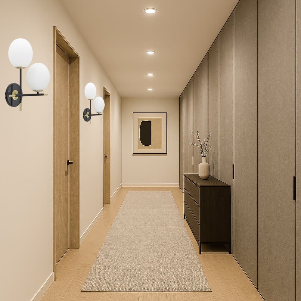 APPLIQUE A PARETE 2 SFERE ILLUMINAZIONE DECORATIVA CONTEMPORANEO CON 2 ATTACCHI G9 AQ59 - 5