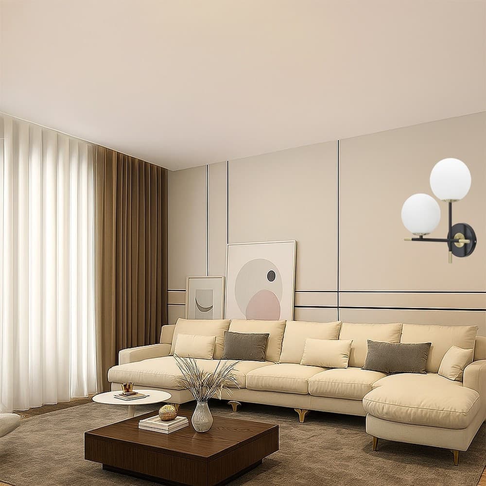 APPLIQUE A PARETE 2 SFERE ILLUMINAZIONE DECORATIVA CONTEMPORANEO CON 2 ATTACCHI G9 AQ59 - 7