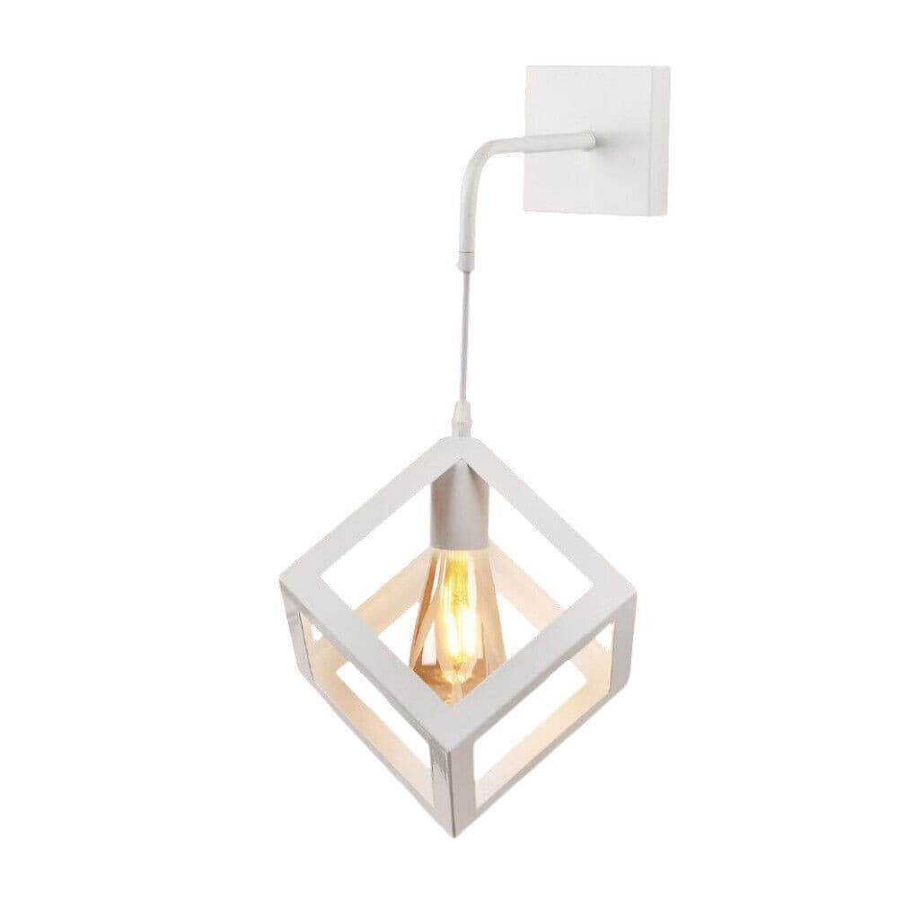 APPLIQUE DA PARETE PENDENTE A FORMA DI CUBO 3D STILE MINIMAL PORTALAMPADA ATTACCO E27 AQ52 - 15