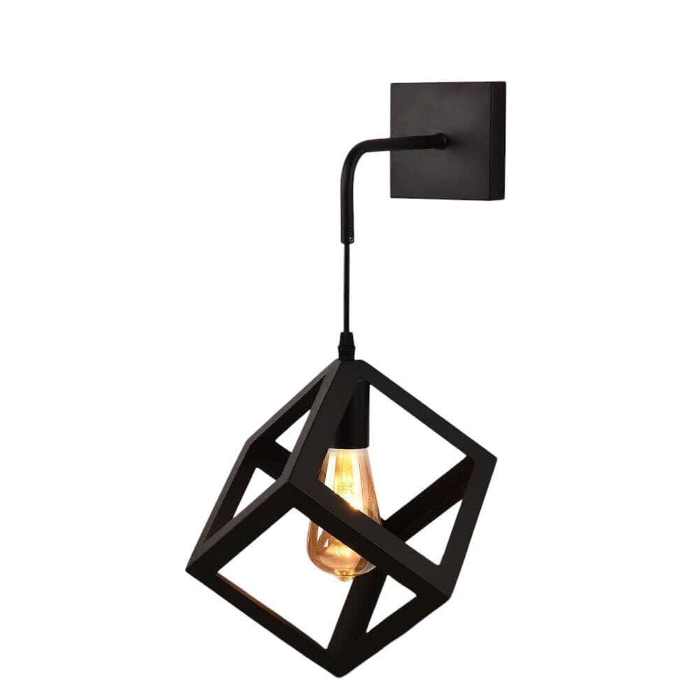 APPLIQUE DA PARETE PENDENTE A FORMA DI CUBO 3D STILE MINIMAL PORTALAMPADA ATTACCO E27 AQ52 - 8