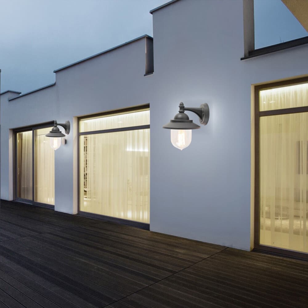 LANTERNA A PARETE STILE RETRÒ LAMPADA DA MURO PER GIARDINO FACCIATE E27 IP44 524WA-B247 - 7