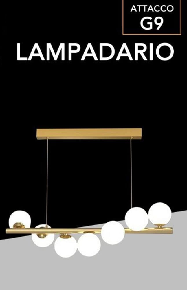 LAMPADARIO A SOSPENSIONE DA SOFFITTO BRONZO DECORATIVO CON 7 SFERE IN PLASTICA G9 A06 - 7