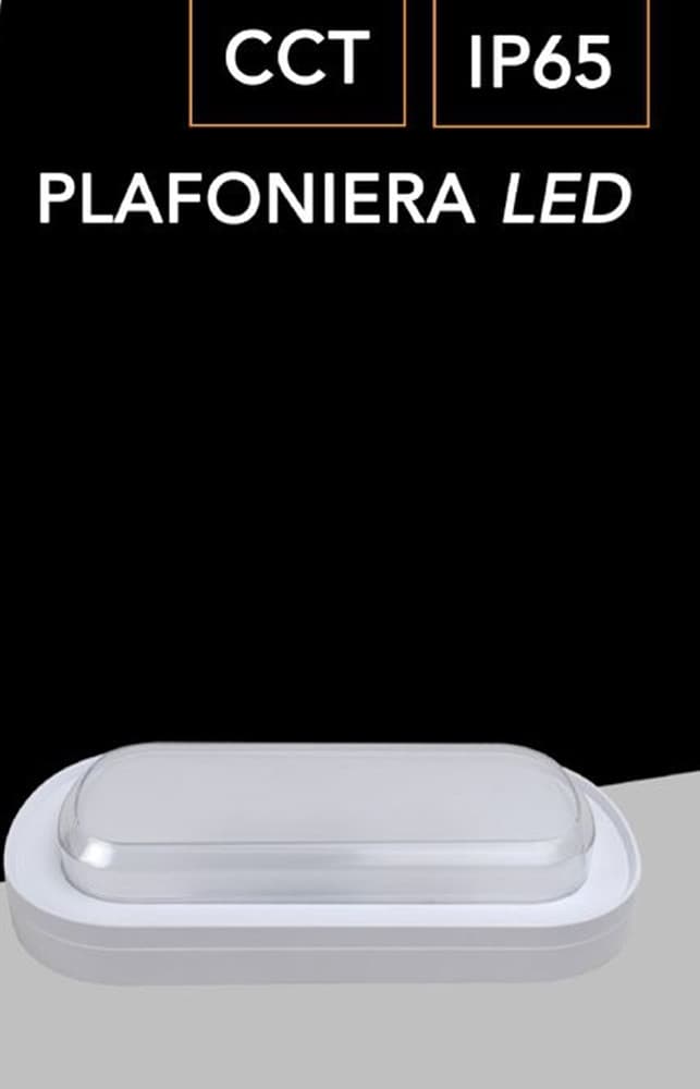 APPLIQUE A LED DA PARETE PLAFONIERA SOFFITTO OVALE 23 WATT CCT SWITCH IP65 XG-907-3C - 16