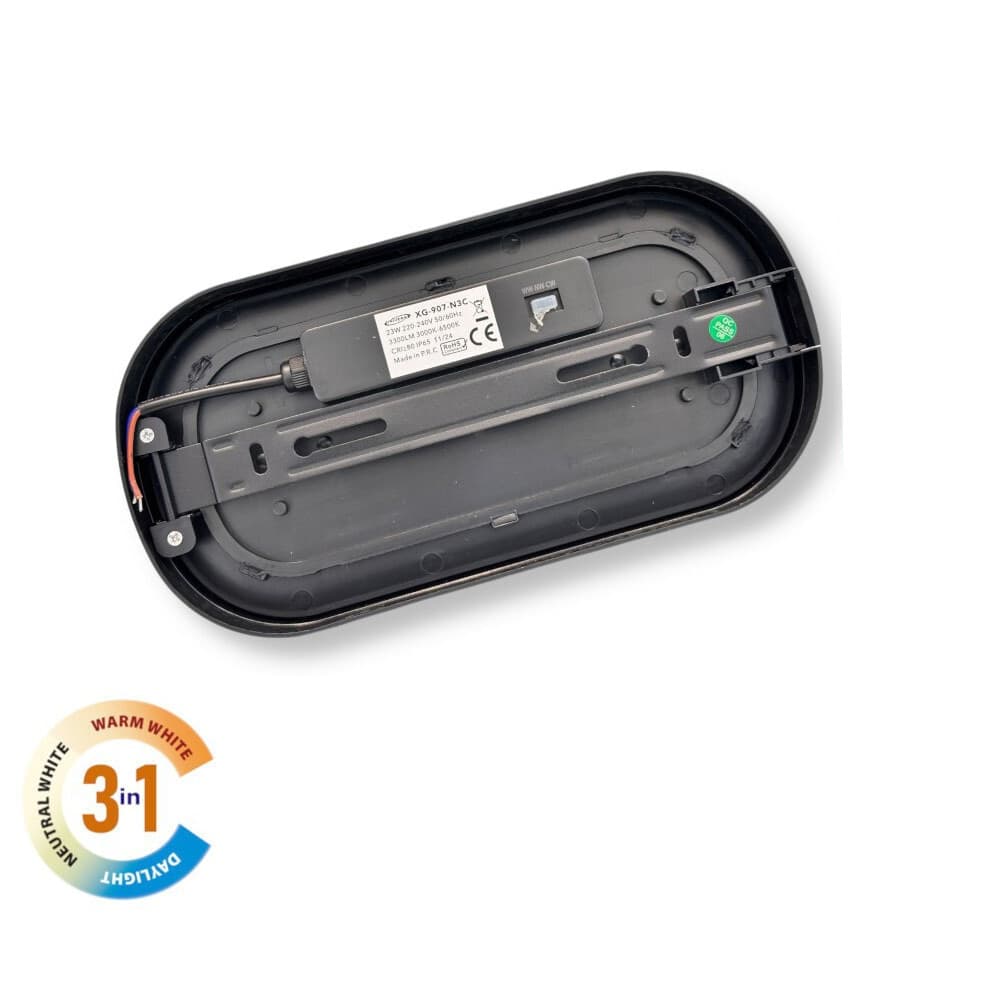APPLIQUE A LED DA PARETE PLAFONIERA SOFFITTO OVALE 23 WATT CCT SWITCH IP65 XG-907-3C - 13