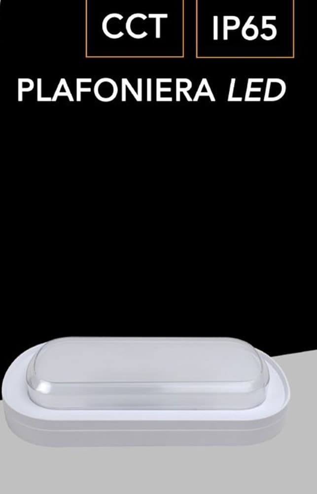 APPLIQUE A LED DA PARETE PLAFONIERA SOFFITTO OVALE 23 WATT CCT SWITCH IP65 XG-907-3C - 4