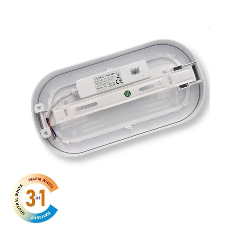 APPLIQUE A LED DA PARETE PLAFONIERA SOFFITTO OVALE 23 WATT CCT SWITCH IP65 XG-907-3C - 7
