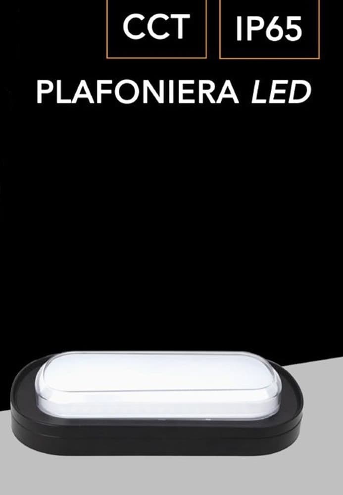 APPLIQUE A LED DA PARETE PLAFONIERA SOFFITTO OVALE 23 WATT CCT SWITCH IP65 XG-907-3C - 9