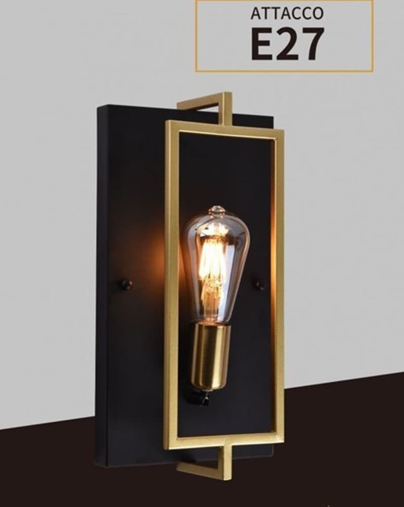 APPLIQUE A PARETE STILE INDUSTRIALE LAMPADA MURO IN METALLO ATTACCO E27 NERO BRONZO AQ63 - 8