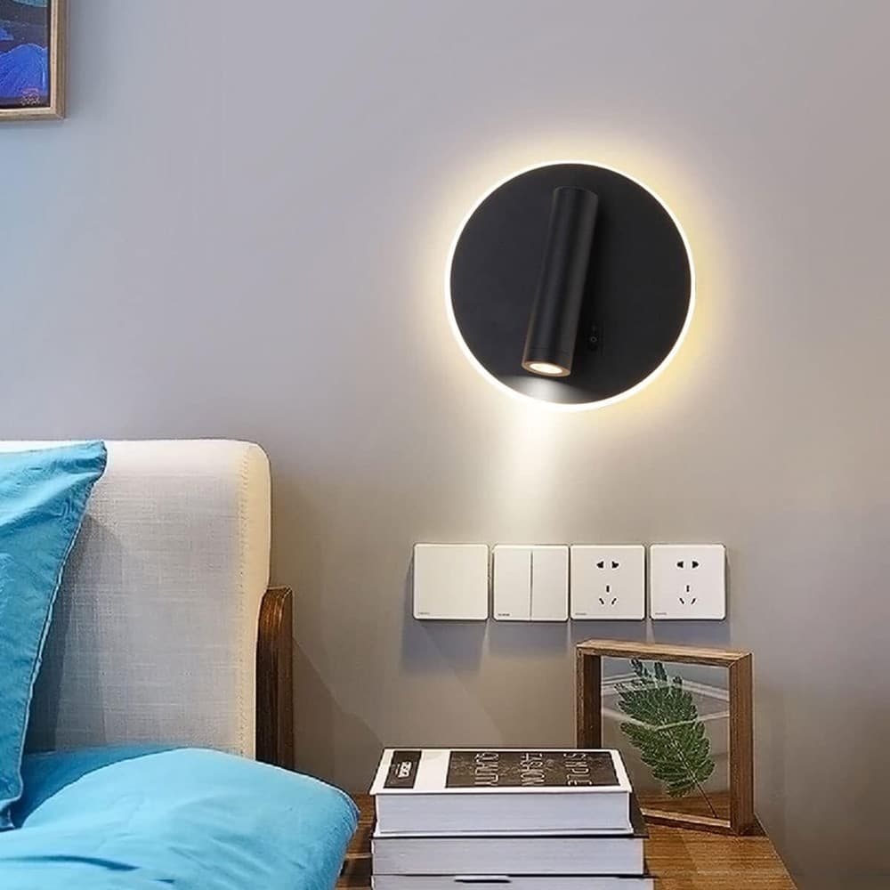 APPLIQUE LED ORIENTABILE DA PARETE DOPPIA FONTE LUMINOSA 8 WATT LUCE CALDA 3000K MR-01 - 13