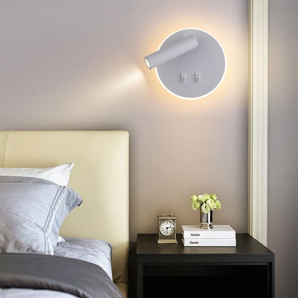APPLIQUE LED ORIENTABILE DA PARETE DOPPIA FONTE LUMINOSA 8 WATT LUCE CALDA 3000K MR-01 - 5