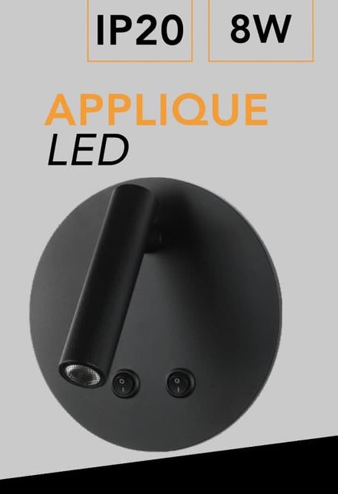 APPLIQUE LED ORIENTABILE DA PARETE DOPPIA FONTE LUMINOSA 8 WATT LUCE CALDA 3000K MR-01 - 10