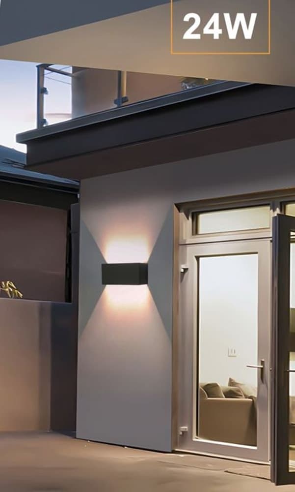 APPLIQUE LAMPADA LED 24W DA ESTERNO A PARETE DOPPIO FASCIO LUMINOSO REGOLABILE IP65 ES30 - 11