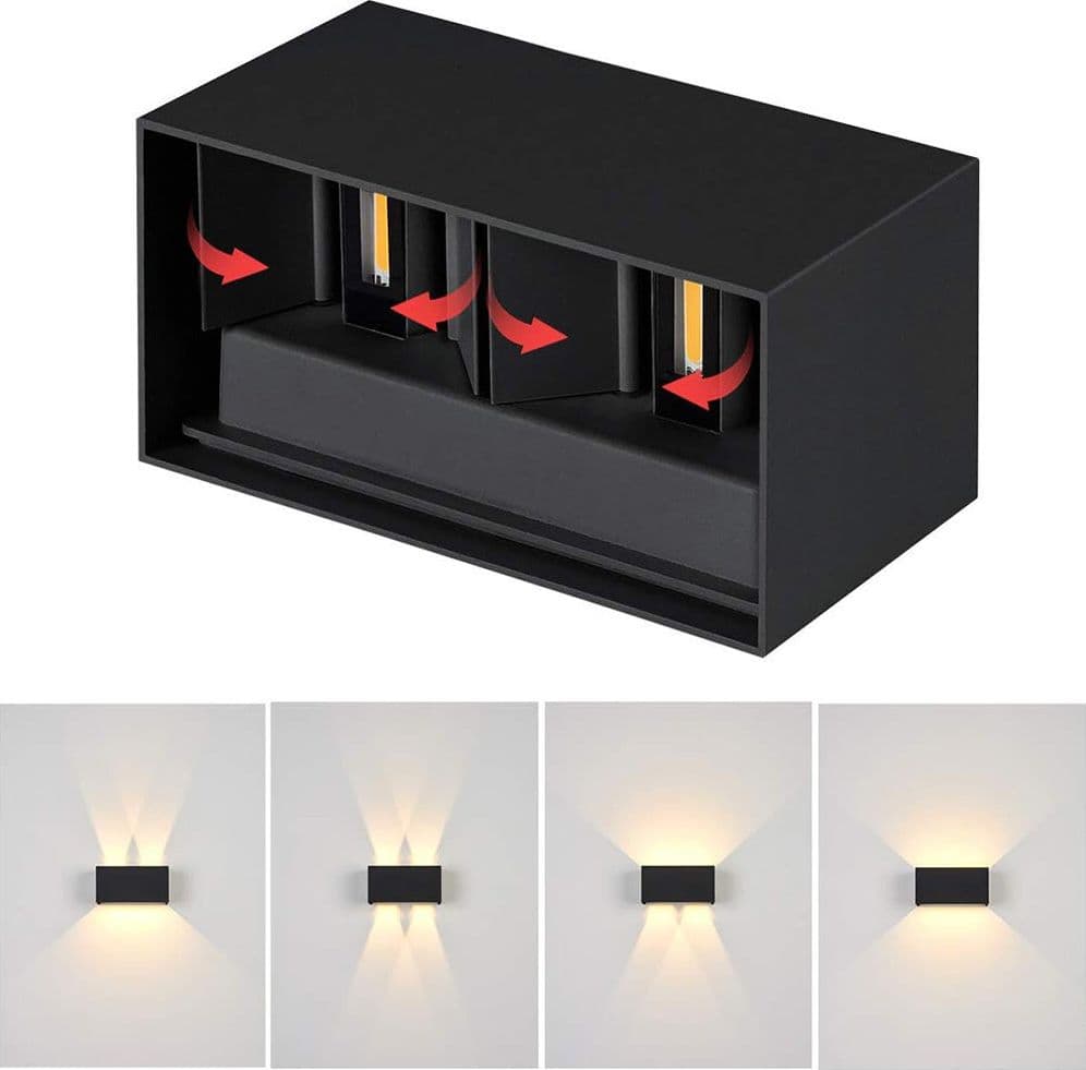 APPLIQUE LAMPADA LED 24W DA ESTERNO A PARETE DOPPIO FASCIO LUMINOSO REGOLABILE IP65 ES30 - 18