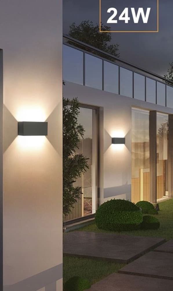 APPLIQUE LAMPADA LED 24W DA ESTERNO A PARETE DOPPIO FASCIO LUMINOSO REGOLABILE IP65 ES30 - 8
