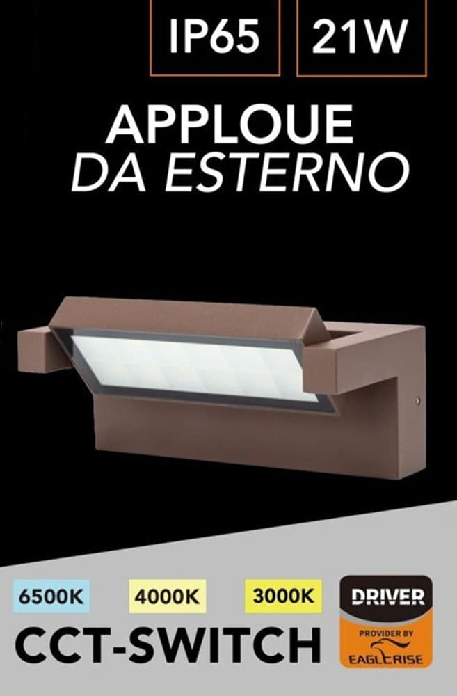 APPLIQUE PARETE INCLINABILE ESTERNO 21W TECNOLOGIA CCT 3 TONALITÀ DI LUCE IP65 472-3C - 23