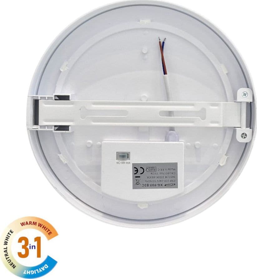 APPLIQUE A LED DA PARETE PLAFONIERA SOFFITTO TONDA 23 WATT CCT SWITCH IP65 XG-909-3C - 7