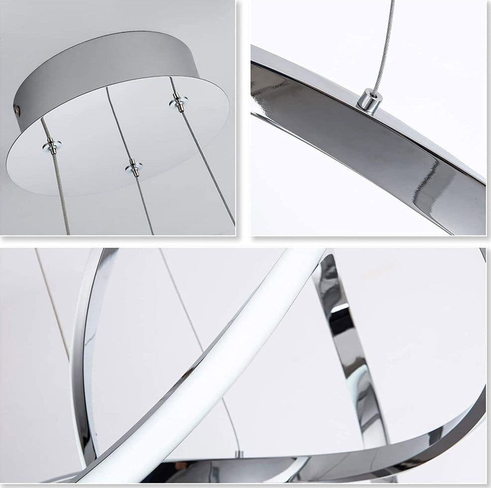 LAMPADARIO LED MODERNO INTRECCIATO 60W IP20 CROMATO CCT TRIPLA COLORAZIONE LUCE A50-A3C - 7